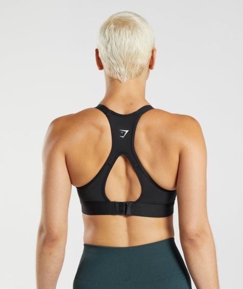 Staniki Sportowe Gymshark Cut Out Back High Support Damskie Czarne | PL 128QKR